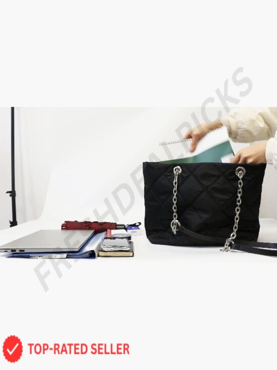 Quilted Tote Shoulder Bag Adjustable Chain Crossbody Lightweight Puffy Travel
